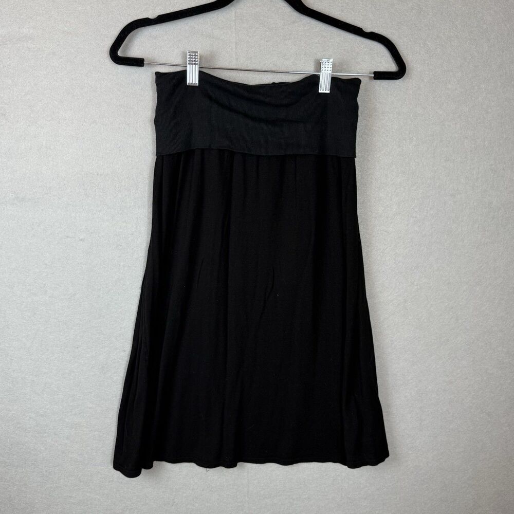 James Perse Skirt 3 (L) Minimalist Black Quiet Luxury Foldover Waist *read flaw